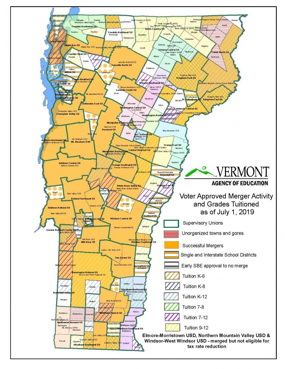 Vermont School Districts Map Merger Activity | Agency of Education