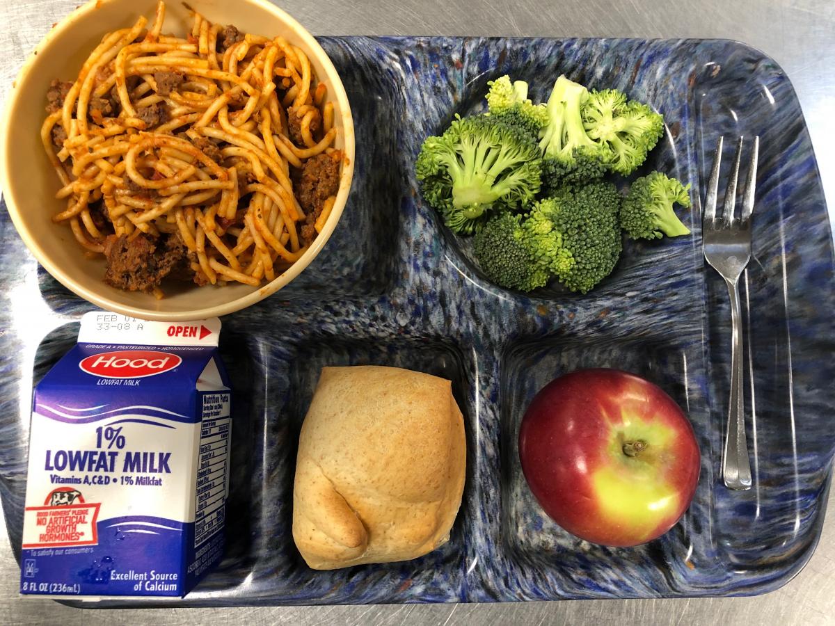 school lunch on tray