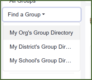 screenshot of the dropdown of Edmodo groups