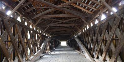 inside of covered bridge